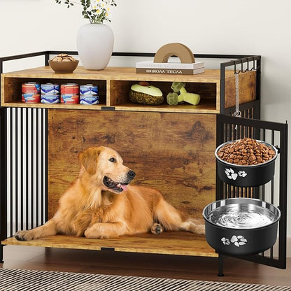 2 Pack Kennel Water Bowl,2-in-1 Stainless Steel Dog Crate Water Bowl No Spill,Hanging Dog Bowls for Kennel Cage,Metal Pet Food Feeder Dish with Non-Slip Base for Dogs Cats Bunny Ferret Bird