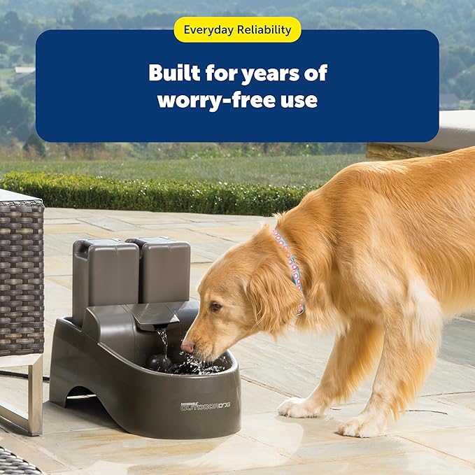 PetSafe Drinkwell Outdoor Dog Fountain - Encourages Drinking - Replaceable Carbon Filter - UV Resistant Plastic - BPA-Free - 450 oz Water Capacity - Indoor/Outdoor Use