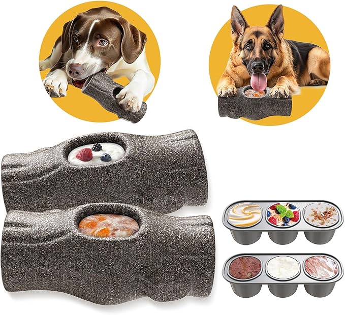 Dog Frozen Treat Toys to Keep Them Busy - Heavy Duty Dog Puzzle Toys with Frozen Mold, Indestructible Aggressive Chew Toys for Large Dogs, Food Grade-Easy to Clean-Reduce Anxiety-Safe Chewing - 2PCS