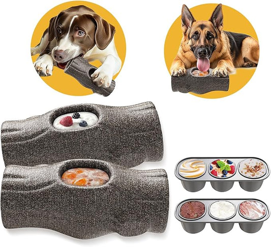 Dog Frozen Treat Toys to Keep Them Busy - Heavy Duty Dog Puzzle Toys with Frozen Mold, Indestructible Aggressive Chew Toys for Large Dogs, Food Grade-Easy to Clean-Reduce Anxiety-Safe Chewing - 2PCS