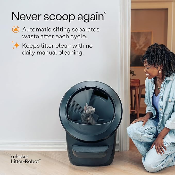 Litter-Robot 4 Supply Bundle by Whisker, Black - Automatic, Self-Cleaning Cat Litter Box, Includes Litter-Robot 4, 3 OdorTrap Refills, 10 Liners, 30 Cleaner Wipes, & 2 Carbon Filters