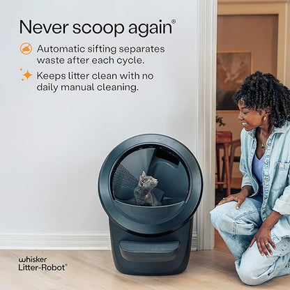 Litter-Robot 4 Supply & Accessory Bundle by Whisker, Black- Automatic Self-Cleaning Cat Litter Box, Includes Litter-Robot 4, Ramp, Mat, 3 OdorTrap Packs, 10 Liners, 30 Wipes, & 2 Carbon Filters