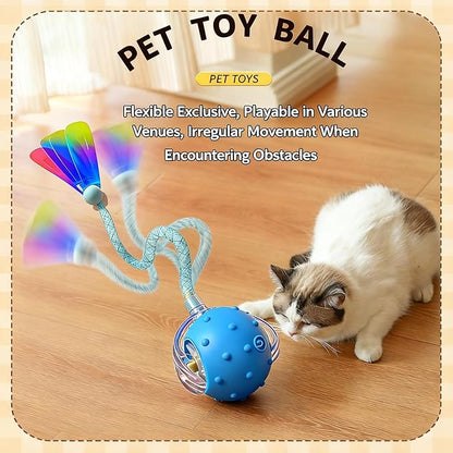 Interactive Cat Toys for Indoor Cats with 3 Interchangeable Tails - Automatic Moving & Chirping Ball, Self Play Toy for Playful Kittens & Bored Cats Home Alone (Pink)