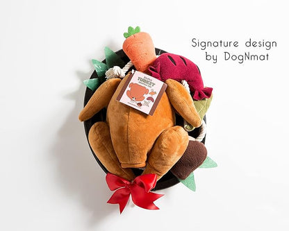 Stuffed Turkey Snuffle Dog Toy - 3 in 1 Hide and Seek, Snuffle and Rope Toy