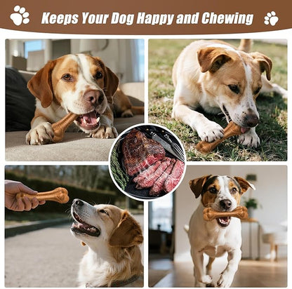 SCHITEC Dog Bone Chew Toys for Small & Medium Dogs, Beef Flavor Teething Toy, Durable Dog Toys for Aggressive Chewers, Teeth Cleaning, 5Pcs