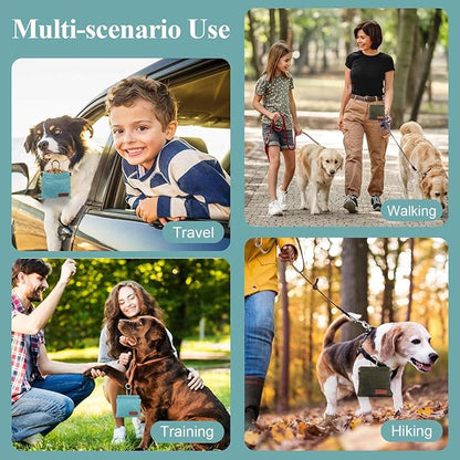 2Pcs Dog Treat Pouches for Pet Training, Hand Free Puppy Dogs Treat Bag with Carabiner, Portable Auto Closing Pet Dog Walking Bag for Travel or Outdoor Use, Pets Feed Snack Reward Pocket- Green