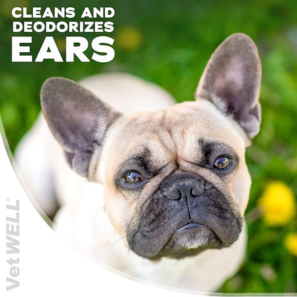 VetWELL Ear Cleaner for Dogs and Cats - Otic Rinse for Infections and Controlling Ear Infections and Odor in Pets - 8 oz (Cucumber Melon) (Pack of 2)