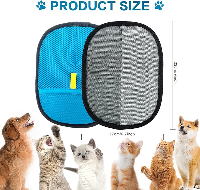 3pc Pet Hair Removal Gloves, Reusable Cats & Dogs Pet Hair Removal Tool,Efficient Pet Hair Removal Electrostatic Gloves is Suitable for Clothes, Sofas, Beds and Carpets (Blue)