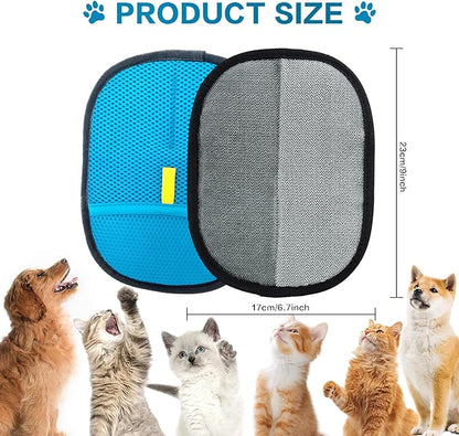 3pc Pet Hair Removal Gloves, Reusable Cats & Dogs Pet Hair Removal Tool,Efficient Pet Hair Removal Electrostatic Gloves is Suitable for Clothes, Sofas, Beds and Carpets (Blue)