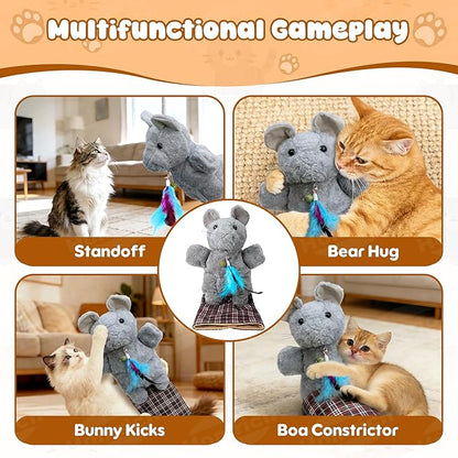 Homrich Cat Wrestling Glove Toys, Interactive Hand Puppet with Catnip & Feathers, Thick Soft Padding for Safe Play - Durable Fun & Enrichment for Cats & Kittens
