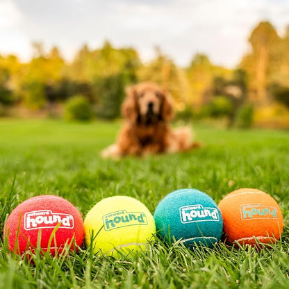 Outward Hound Squeaker Ballz – Squeaky Tennis Balls for Dogs 50 lbs and Over, Interactive Dog Toy for Fetch & Training, Large (3"), 4-Pack