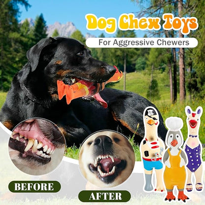6 Pcs Rubber Chicken Squeaky Dog Toys Screaming Chicken Latex Soft Rubber Chew Molar Toys Interactive Pet Funny Squawkers Cute Dog Gifts for Small Medium Birthday (Cute Style)