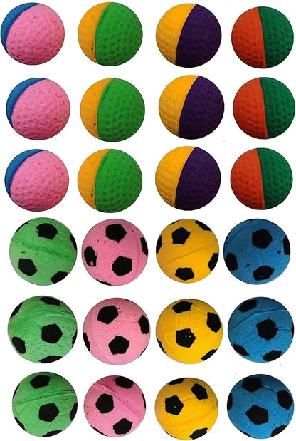 24 Pack Foam Soccer Balls Cat Toys For Indoor Cats (24Pcs Mixed sponge ball)