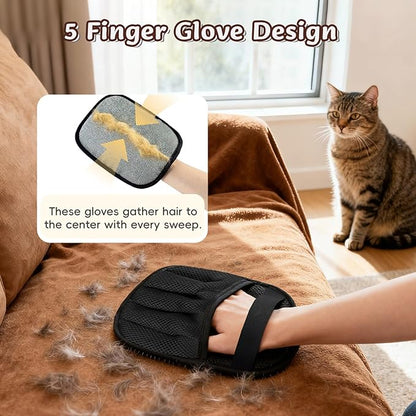 Pet Hair Removal Gloves, 2 PCS Double Sided Dogs and Cats Hair Remover Reusable Cat Dog Pet Grooming Gloves Suitable for Couch, Furniture, Deshedding, Grooming, Pet Cleaning Tool
