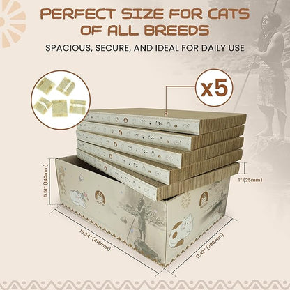 5 Pack Cat Scratching Boards | Reversible Cardboard Cat Scratcher with Catnip | Corrugated Cardboard cat Scratcher | Indoor Cat Scratch Pad | Durable Cat Scratcher Box | 16.34" L x 11.42" W x 5.51" H