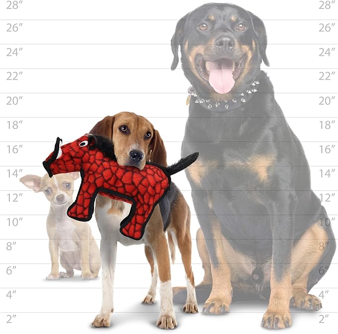 TUFFY - World's Tuffest Soft Dog Toy - Desert - Multiple Layers. Made Durable, Strong & Tough. Interactive Play (Tug, Toss & Fetch). Machine Washable & Floats (Red Warthog, Large 2 Pack)
