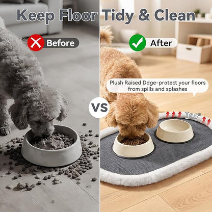 Pet Feeding Mat, Dog Food Mats Absorbent Pet Placemat for Food and Water Bowl with Non Slip Rubber Backing for Dog and Cat (16"x24", Gey)