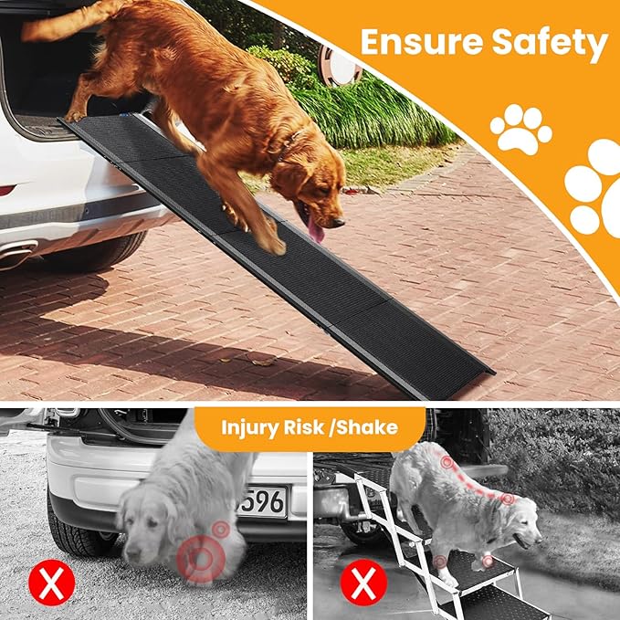 Dog Ramp, Folding Dog Ramp for Car Extra Wide 63''x20'', Dog Car Ramp with Non-Slip Surface, Outdoor Pet Ramp for Large Dogs to Get on Car Truck SUV Van Up to 250LBS, Car Ramp for Dogs