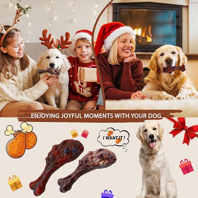 Magicorange Dog Chew Toys for Aggressive Chewers, Indestructible Dog Toy for Medium/Large Breed, Tough Nylon Teething Bone Toy to Keep Them Busy,Bacon and Real Beef Flavor (Beef+Bacon Flavor, 2 Pack)