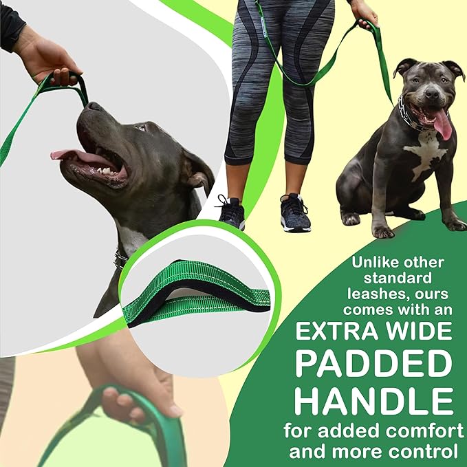 Hands-Free Leash for Small to Large Dogs 5ft - Heavy Duty Adjustable Waist Belt, Padded Handles, Reflective Stitching, Satin Carry Bag for Walking, Running, Hiking