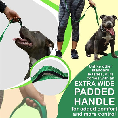 Hands-Free Leash for Small to Large Dogs 5ft - Heavy Duty Adjustable Waist Belt, Padded Handles, Reflective Stitching, Satin Carry Bag for Walking, Running, Hiking