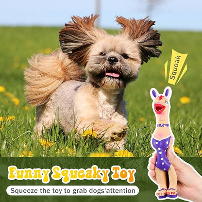 3 Pcs Rubber Chicken Squeaky Dog Toys Screaming Chicken Latex Soft Rubber Chew Molar Toys Interactive Pet Funny Squawkers Cute Dog Gifts for Small Medium Birthday (Funny Style)