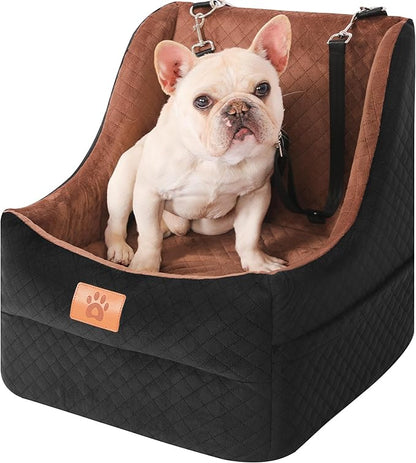 Dog Car Seat for Medium Dogs Up to 35lbs, Pet Booster Seat with 2 Safety Belts, Detachable Washable, Non-Slip Stable Base, Portable Puppy Car Seat for Travel & Outdoor Daily Use