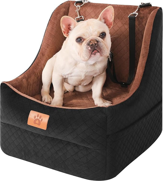 Dog Car Seat for Medium Dogs Up to 35lbs, Pet Booster Seat with 2 Safety Belts, Detachable Washable, Non-Slip Stable Base, Portable Puppy Car Seat for Travel & Outdoor Daily Use