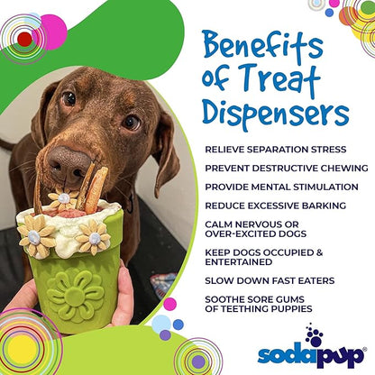 SodaPup Flower Pot – Durable Dog Treat Dispenser & Chew Toy Made in USA from Non-Toxic, Pet Safe, Food Safe Rubber Material for Mental Stimulation, Problem Chewing, Calming Nerves, & More
