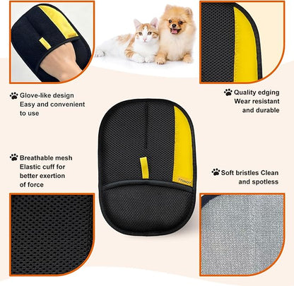 Electrostatic Gloves for Pet Hair Removal: Upgraded 2PCS Animal Fur Removal Tool for Dogs&Cats Efficient Reusable Pet Hair Remover for Couch Carpet Car Seat Clothing Quick Clean (2 pcs-Black)