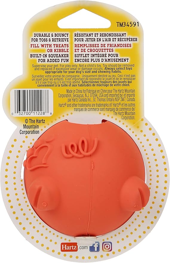 Hartz Tuff Stuff Treat Hogging Piglet Dog Toy Treat Dispenser for Dogs, 1 Count