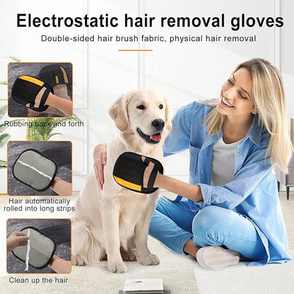 4 Pack Electrostatic Pet Hair Removal Gloves,Upgrade Magic Brush Pet Hair Remover Tool, Washable Reusable Cats and Dogs Grooming Gloves for Laundry, Couch, Car Seat, Furniture