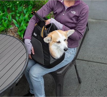 Kurgo Explorer Dog Carrier - Comfortable Carrier for Travel - Water-Resistant Armorsole Base - Airline Compliant - Storage Pocket - for Cats & Small Dogs up to 20 lb - Black/Yellow