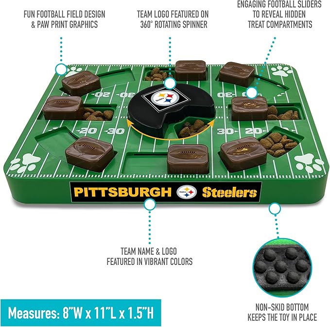 Pets First NFL Pittsburgh Steelers Puzzle Toy, Puzzle Treat Dog Toy, Interactive Dog Treat Toy, Dog Puzzle