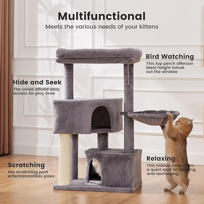 Gardner Pet 41" Cat Tree for Large Cats, Heavy Duty Cat Trees Towers with 3.2in Posts & Washable Top Perches & Replaceable Natural Sisal