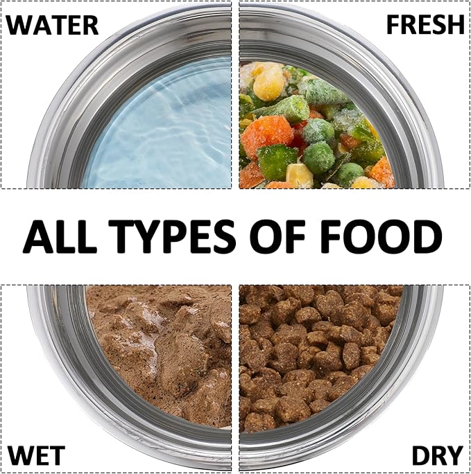 4 Cup Stainless Steel Dog Bowls Set of 4 for Food and Water, Silicone Base Anti-Slip, Rust Resistant, Extra Thick Metal Dog Bowl for Small Dogs, 30oz