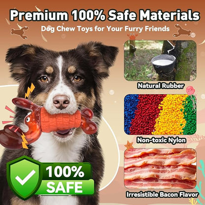 Squeaky Dog Toys for Aggressive Chewers for Large Dogs, Interactive Chew Toys to Keep Them Busy, Indestructible Toys, Tough Toys for Medium Large Dogs (Red)