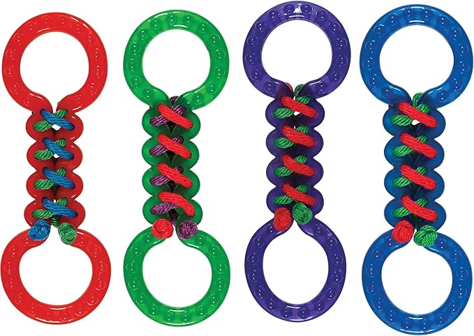 Rope and Rubber Double Sided Dog Tug Toy 12.75" Long for Medium to Larger Breeds (Blue Tug Toy)