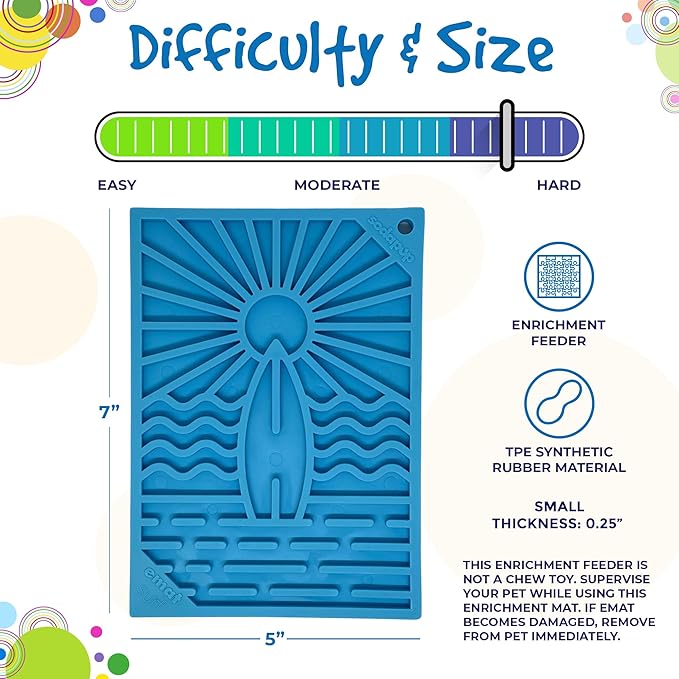 SodaPup Surf eMat – Durable Enrichment Feeder Made in USA from Non-Toxic, Pet-Safe, Food Safe Rubber for Mental Stimulation, Avoiding Overfeeding, Fresh Breath, Digestive Health, & More