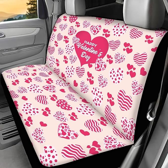 AFPANQZ Hearts Cloth Back Seat Cover Non-Slip Interior Protective Cover Non Slip Car Rear Seats Dog Seat Covers Durable Scratch-Proof Protector for Pet Fur and Mud