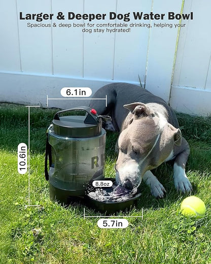 SwSun 77oz Large Dog Water Bottle, Portable Dog Travel Water Dispenser with Pull-Out Bowl, Ideal for Hiking, Camping, Dog Parks, Leak-Proof BPA-Free Outdoor Dog Water Bottle for Large Dogs,Black