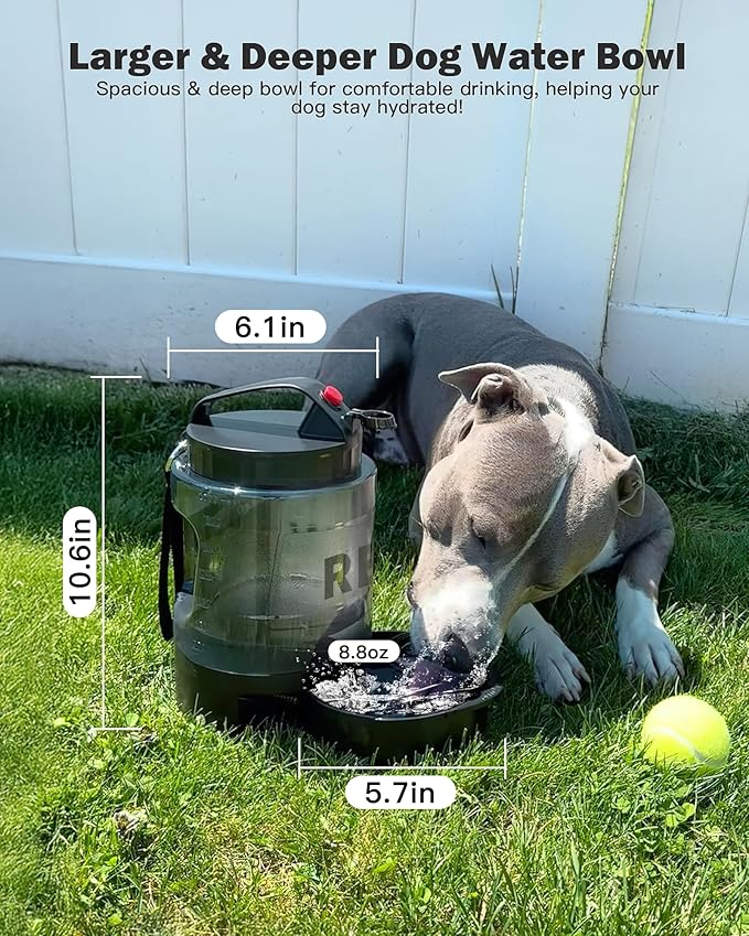 77oz Large Dog Water Bottle Portable - Dog Travel Water Dispenser with Large Bowl, Ideal for Hiking, Camping, Travelling, Outdoor Portable Pet Bottle, Purple