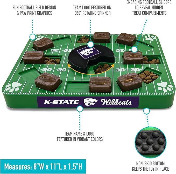 NCAA Puzzle Toy Slow Feeder, Puzzle Treat Dog Toy, Interactive Dog Treat Toy, Dog Puzzle Feeding Slow Toy (Kansas State Wildcats)