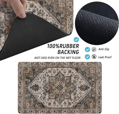 Dog Food Mats for Floors, Absorbent and Quick-Drying Pet Cat Food Mat,Anti-Fouling and Easy-to-Clean Pet Feeding Mat,Dog Bowl Mat for Messy Drinking Water Bowls.17 x27, Bohemia Style
