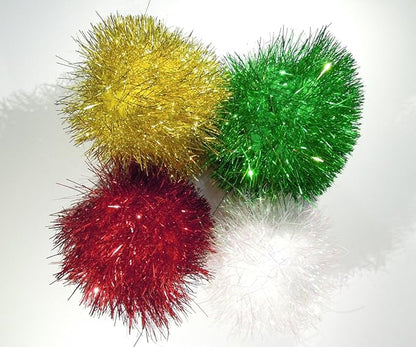 Bushy Sparkle Ball Cat Toy, Interactive Glitter Pom Pom Cat Toy Balls for Kittens, 24 Pack.