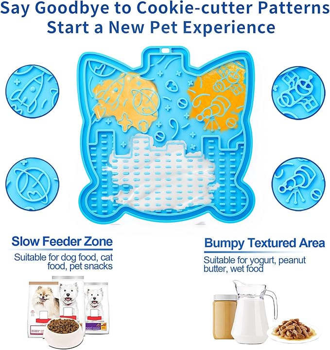 Lick Mat for Dogs & Cats 3 Pack - Silicone Dog Lick Mat with Suction Cups - Anxiety Relief/Promotes Healthy Eating/Frozen & Dishwasher Safe - Pet Peanut Butter Lick Pad LPFALASAT Bomb Cat