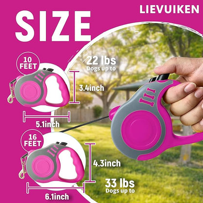 Retractable Dog Leash Automatic Telescopic Tractor Dog Tape, Pet Tape 10/16 FT Durable and Convenient, with Non-Slip Handle, Suitable for Small and Medium-Sized Dogs