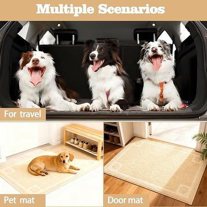 Darkyazi Pet Feeding Mat Large for Dogs and Cats,24"×36" Flexible and Easy to Clean Feeding Mat,Best for Non Slip Waterproof Feeding Mat (Beige)