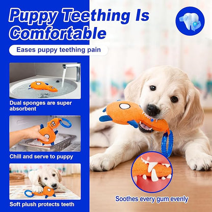 4 Pack Frozen Puppy Toys to Keep Them Busy to Relieve Teething Pain,Chew Toys for Puppies 0-6 Months Relieve Teething Itch, Puppy Teething Rings to Release Excess Energy