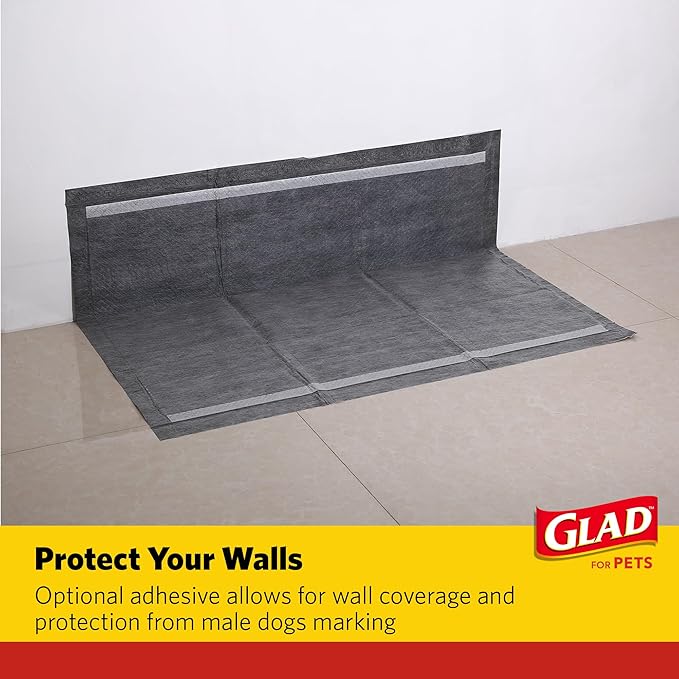 Glad for Pets Day to Night Activated Carbon Puppy Training Pads, Odor Control Disposable Dog Pads with Adhesive and Wall Protection, Leak Proof and Super Absorbent, 30 x 36 Inch, 24 Count